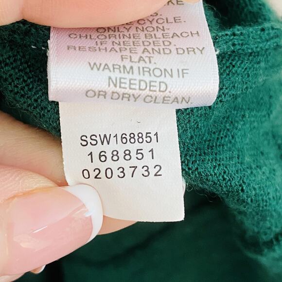 J. Jill Sweater Womens Small Green Merino Wool Washable Long Sleeve Holiday - Picture 4 of 5
